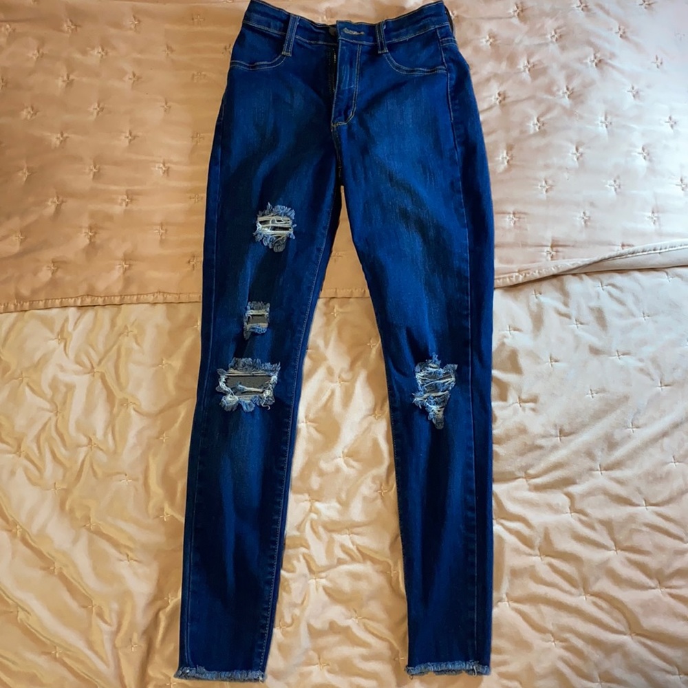 Barely worn ripped cropped fashion nova jeans